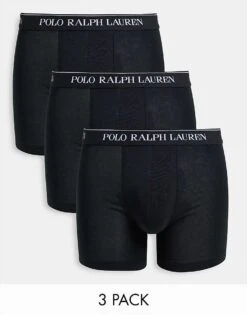 Polo Ralph Lauren 3 Pack Longer Length Trunks In Black For Men