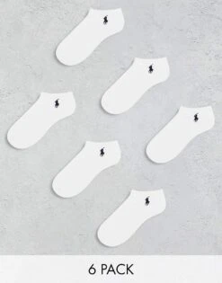 Polo Ralph Lauren 6 Pack Trainer Socks With Pony Logo In White For Men