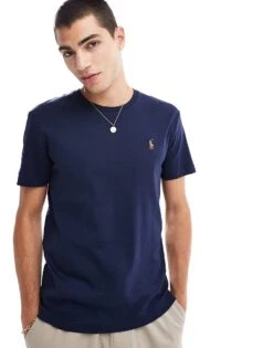 Polo Ralph Lauren Icon Logo Pima Cotton T-shirt In Navy For Men