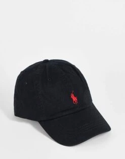Polo Ralph Lauren Baseball Cap With Red Player Logo In Black For Men