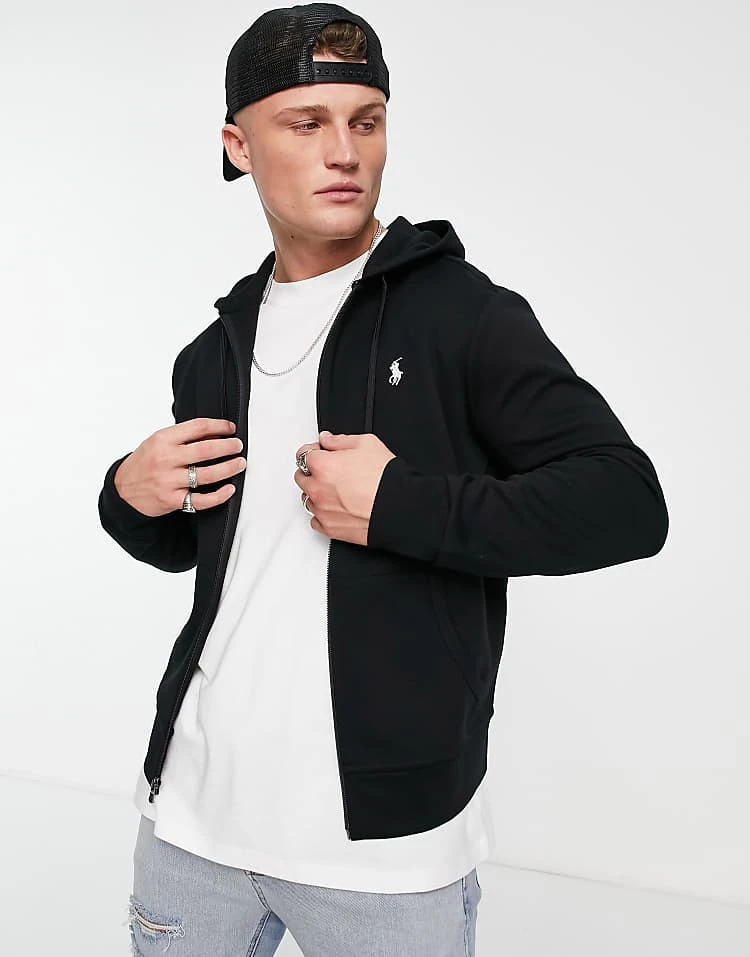Polo Ralph Lauren Player Logo Full Zip Hoodie In Black For Men Polo Black - Image 2