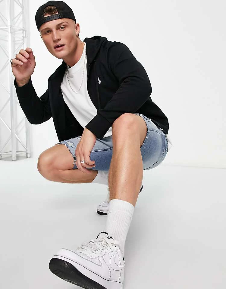 Polo Ralph Lauren Player Logo Full Zip Hoodie In Black For Men Polo Black - Image 4