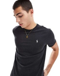 Polo Ralph Lauren Icon Logo T-shirt Custom Fit In Black Marl For Men