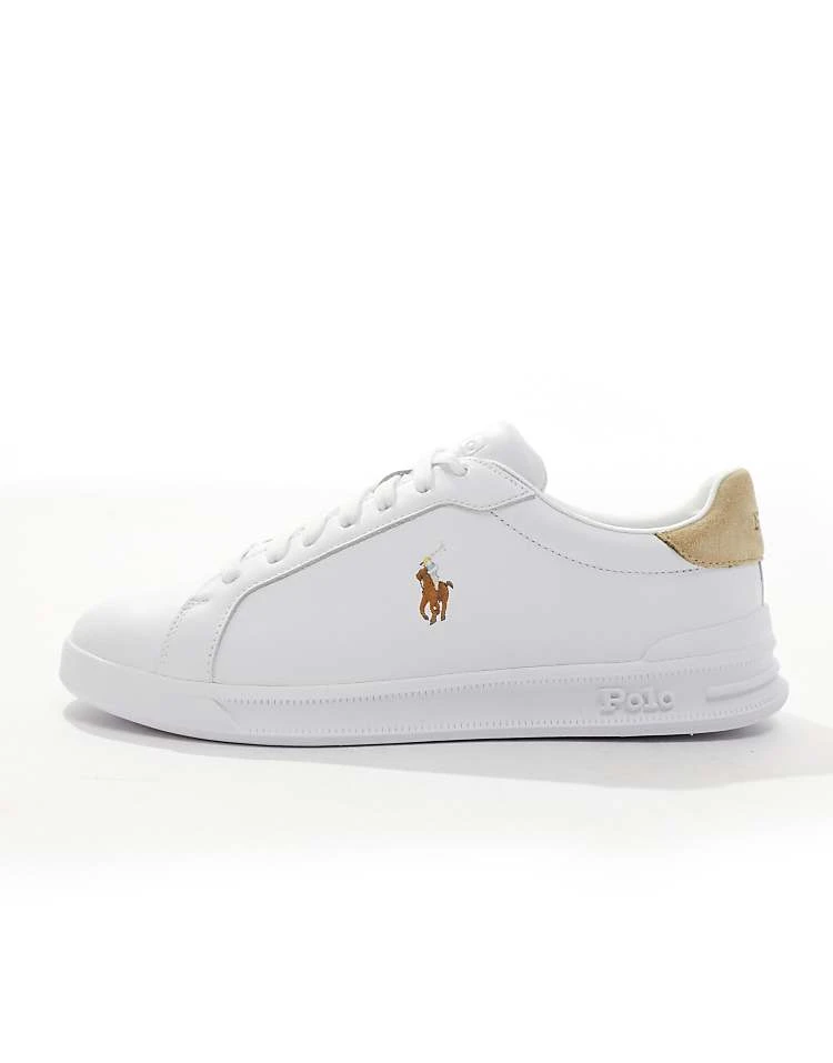 Polo Ralph Lauren Heritage Court Trainer In White With Tan Heel Tab For Men White/bone - Image 2
