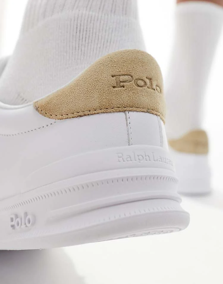 Polo Ralph Lauren Heritage Court Trainer In White With Tan Heel Tab For Men White/bone - Image 3