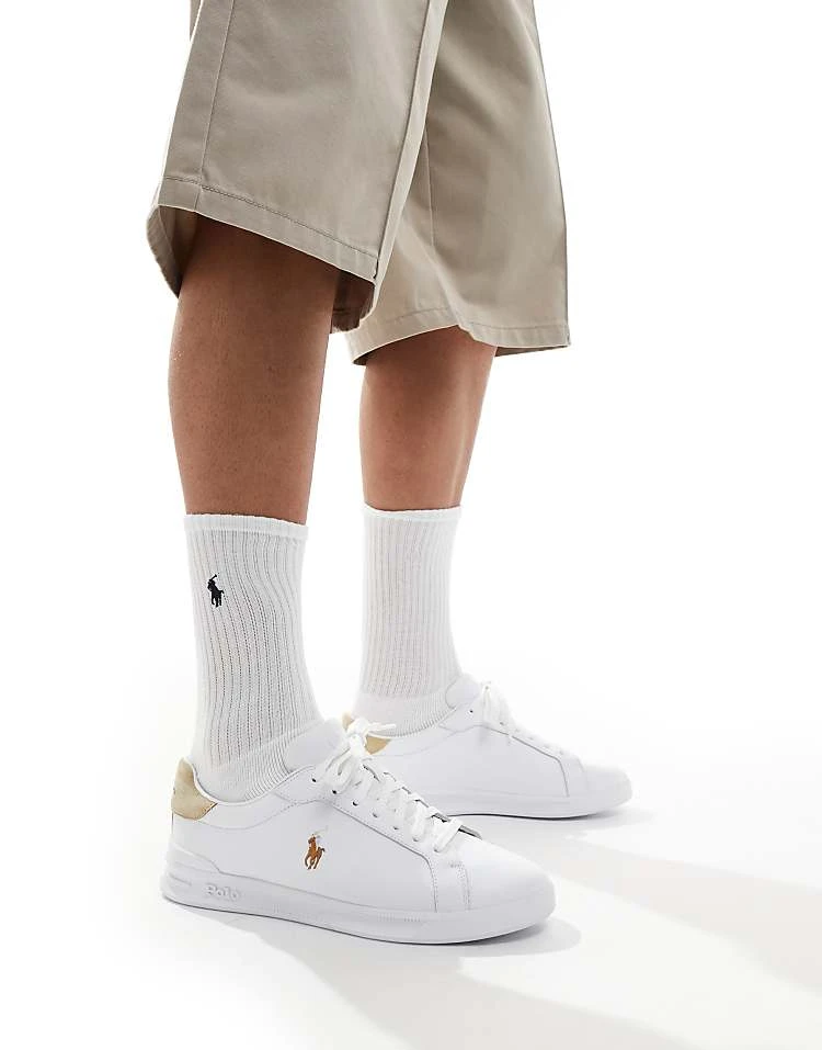 Polo Ralph Lauren Heritage Court Trainer In White With Tan Heel Tab For Men White/bone - Image 4