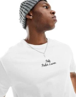 Polo Ralph Lauren Central Logo T-shirt Classic Oversized Fit In White For Men
