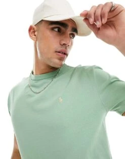 Polo Ralph Lauren Icon Logo Heavyweight T-shirt Classic Oversized Fit In Light Green For Men