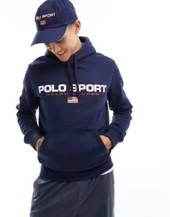 Polo Ralph Lauren Sport Capsule Hoodie In Navy For Men