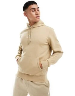 Polo Ralph Lauren Central Logo Double Knit Hoodie In Camel CO-ORD For Men