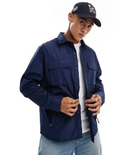 Polo Ralph Lauren Lined Shirt Jacket In Navy For Men