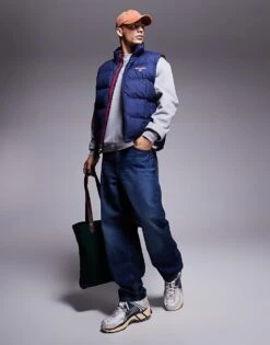 Polo Ralph Lauren Sport Capsule Logo Puffer Gilet In Navy For Men Newport Navy