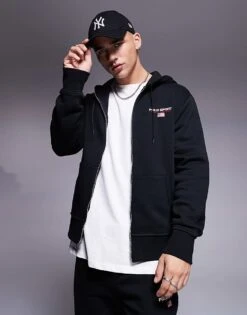 Polo Ralph Lauren Sports Capsule Logo Zip Up Hoodie In Black For Men Polo Black/white