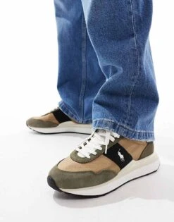 Polo Ralph Lauren Train '89 Trainer With Logo In Khaki For Men Olive/khaki/black