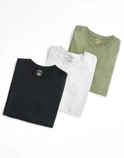Polo Ralph Lauren 3 Pack Lounge T-shirts With Logo In Black Khaki Grey For Men Black/khaki/grey