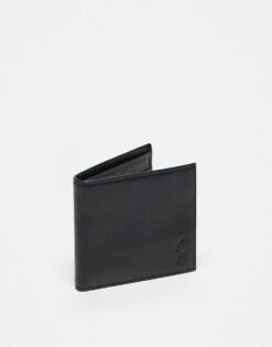 Polo Ralph Lauren Leather Bifold Wallet With Logo In Black For Men