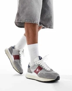 Polo Ralph Lauren Train '89 Trainer In Grey For Men Grey/wine/navy