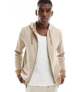 Polo Ralph Lauren Zip Up Lounge Hoodie In Sand For Men Stnewr Grey/khaki