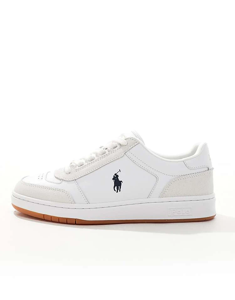 Polo Ralph Lauren Court Sport Leather Trainer With Gum Sole In White For Men - Image 2