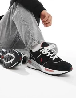 Polo Ralph Lauren Trackster 250 Trainer With Logo In Black For Men Black/red