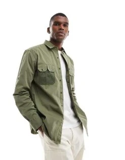 Polo Ralph Lauren Cotton Nylon Overshirt In Olive Green For Men Dgreen