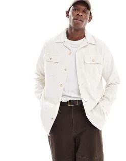 Polo Ralph Lauren Wide Wale Cord Shirt Classic Oversized Fit In Cream For Men