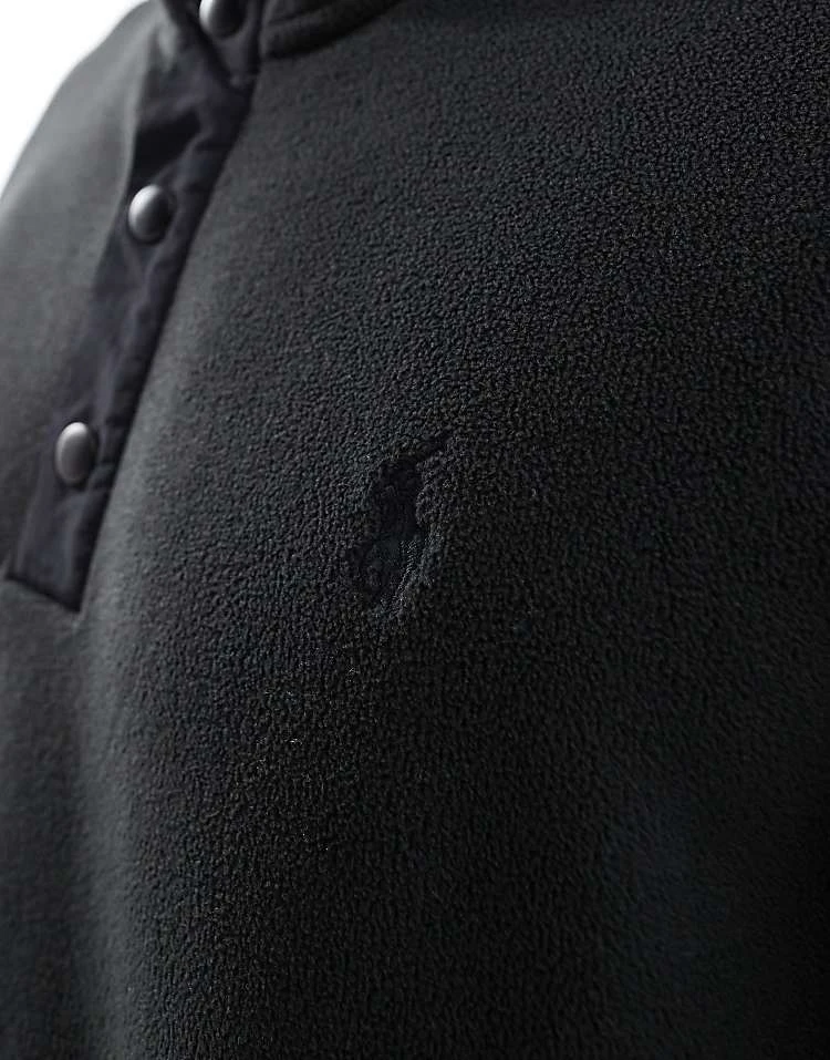 Polo Ralph Lauren Icon Logo Polar Fleece Half Zip Sweatshirt In Black For Men - Image 3