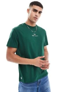 Polo Ralph Lauren Central Script Logo T-shirt Classic Oversized Fit In Dark Green For Men Dgreen