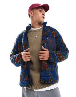 Polo Ralph Lauren Sherpa Borg Paisley Print Jacket In Royal Blue For Men Mblue