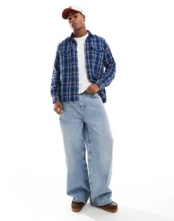 Polo Ralph Lauren Check Flannel Classic Oversized Fit Shirt In Blue/navy For Men Mblue