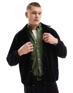 Polo Ralph Lauren Icon Logo Lined Cord Coach Jacket In Black For Men