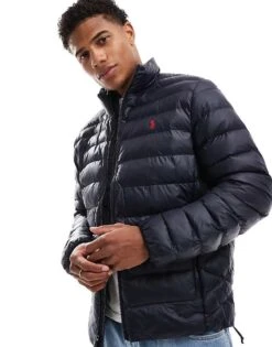 Polo Ralph Lauren Terra Icon Logo Lightweight Puffer Jacket In Navy For Men