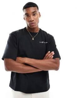 Polo Ralph Lauren Script Logo Heavyweight T-shirt Classic Oversized Fit In Black For Men