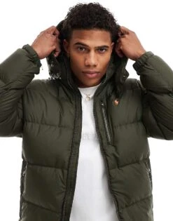 Polo Ralph Lauren Icon Logo Hooded Down Puffer Jacket In Olive Green For Men Dgreen