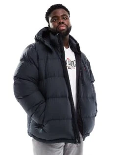 Polo Ralph Lauren Big & Tall Icon Logo Hooded Down Puffer Jacket In Black For Men