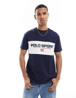 Polo Ralph Lauren Sports Capsule Logo T-shirt In Navy For Men Navy/white