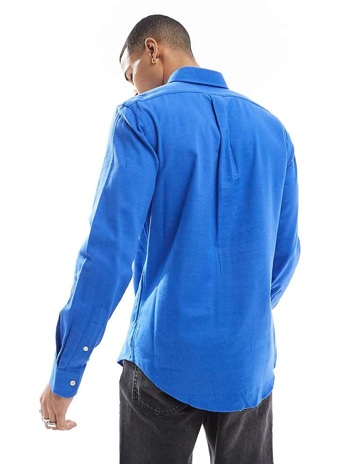 Polo Ralph Lauren Icon Logo Performance Brushed Twill Shirt In Mid Blue Marl For Men - Image 4