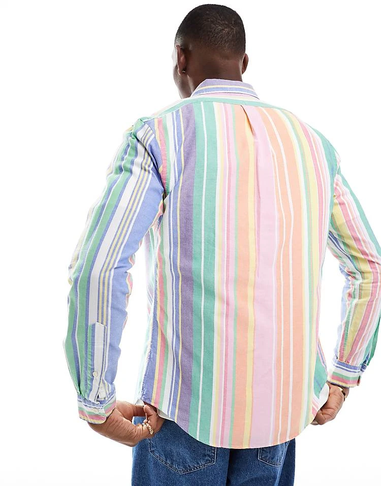 Polo Ralph Lauren Icon Logo Slim Fit Multi Stripe Oxford Shirt In Multi For Men - Image 4