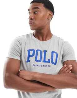 Polo Ralph Lauren Chenile Logo Applique T-shirt In Grey Marl For Men