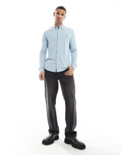 Polo Ralph Lauren Icon Logo Pique Shirt In Light Blue Marl For Men