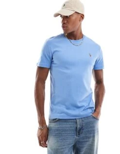 Polo Ralph Lauren Icon Logo Pima Cotton T-shirt In Blue Marl For Men Sky Blue