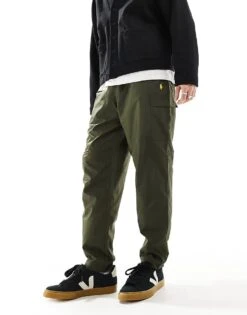 Polo Ralph Lauren Gold Icon Logo Ripstop Cargo Trousers In Dark Green For Men