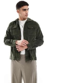 Polo Ralph Lauren 2 Pocket Wide Wale Cord Over Shirt Classic Oversized Fit In Dark Green For Men