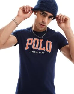 Polo Ralph Lauren Chenile Logo Applique T-shirt In Cruise Navy For Men