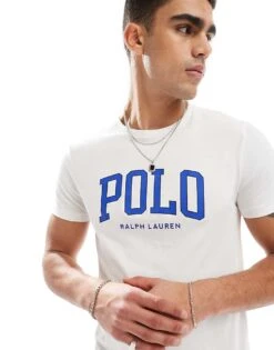 Polo Ralph Lauren Chenile Logo Applique T-shirt In White For Men