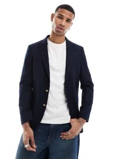 Polo Ralph Lauren Single Breasted Wool Garbadine Blazer In Navy For Men