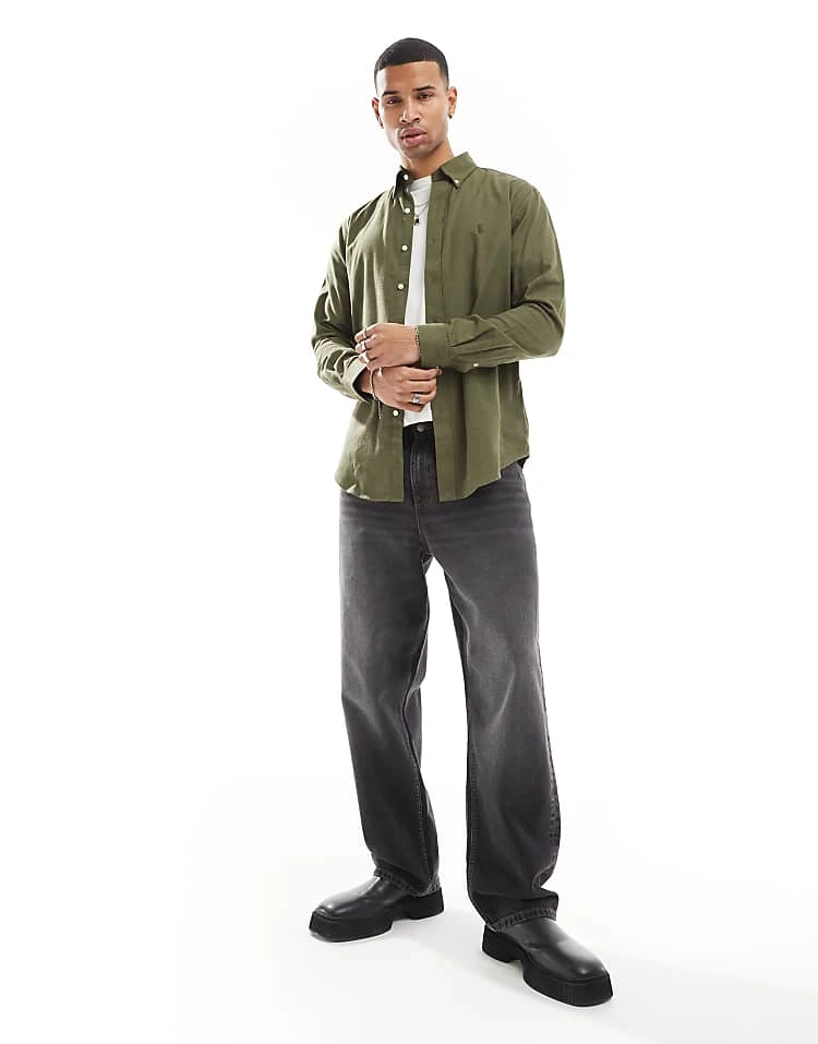 Polo Ralph Lauren Icon Logo Performance Brushed Twill Shirt In Dark Green Marl For Men - Image 2