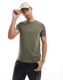 Polo Ralph Lauren Icon Logo Pima Cotton T-shirt In Dark Green Marl For Men