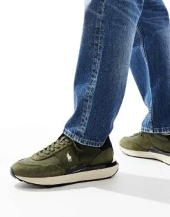 Polo Ralph Lauren Train '89 Trainer In Olive With Pony Logo For Men