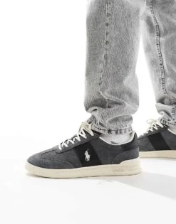 Polo Ralph Lauren Heritage Aera Trainer In Grey And Black For Men